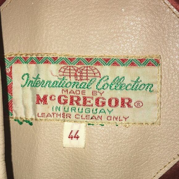 MacGregor Import Huggy Bear belted Creme color leather jacket coat retro smooth - Picture 5 of 7